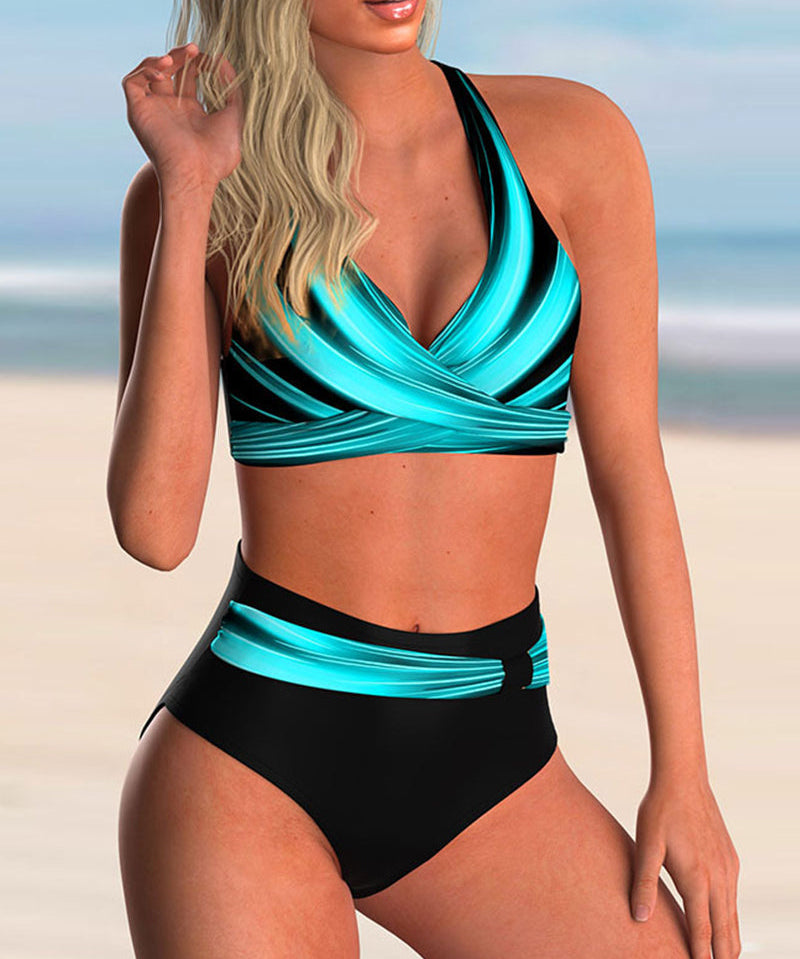 Liliana - Bikini-Set mit gekreuztem Ausschnitt und Print