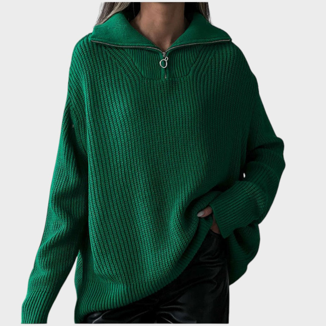 Juliane | Hochgeschlossener Strickpullover mit Reißverschluss
