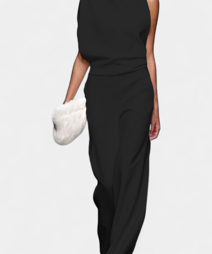 Etta Asymmetrischer Fluid-Bein Jumpsuit