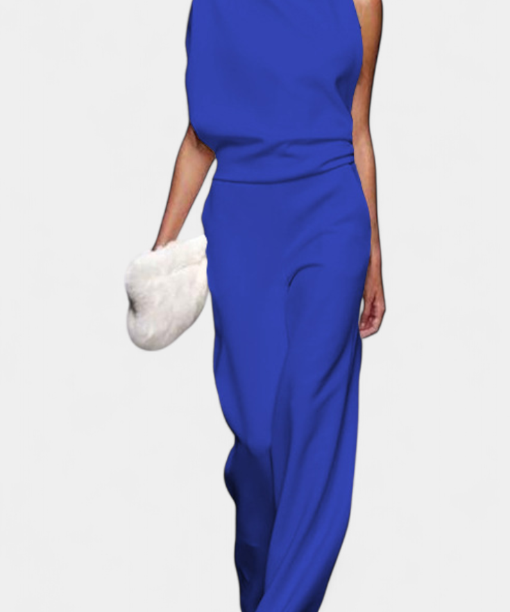 Etta Asymmetrischer Fluid-Bein Jumpsuit