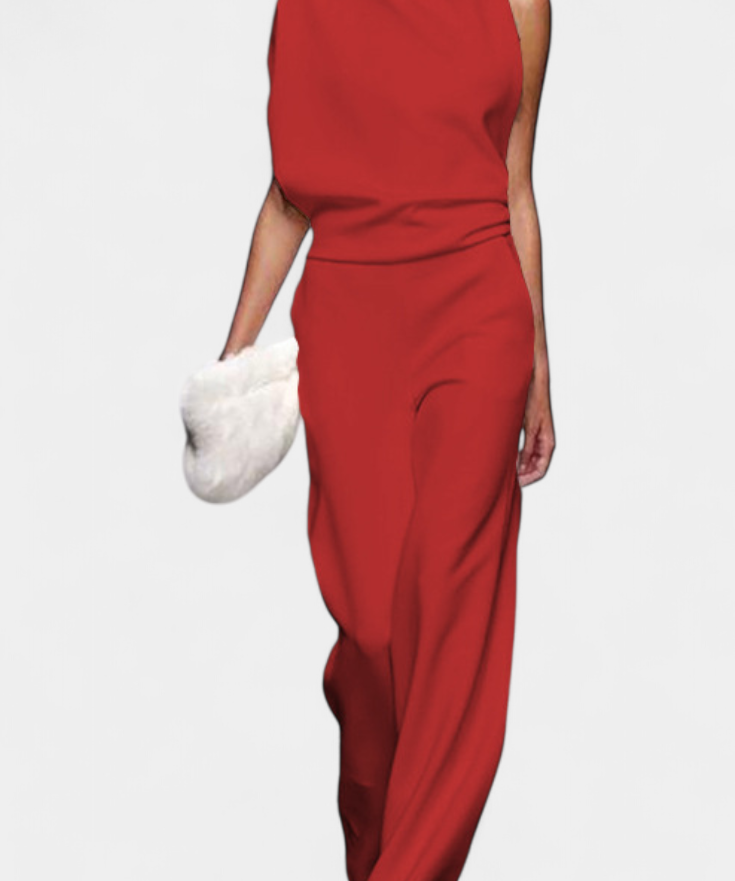 Etta Asymmetrischer Fluid-Bein Jumpsuit