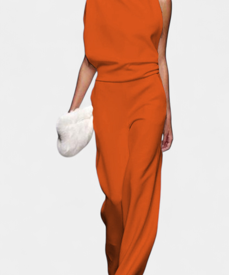 Etta Asymmetrischer Fluid-Bein Jumpsuit