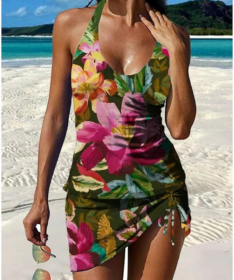 Filipa - Floral Graphic Tankini mit Shorts, Bauchkontrolleffekt
