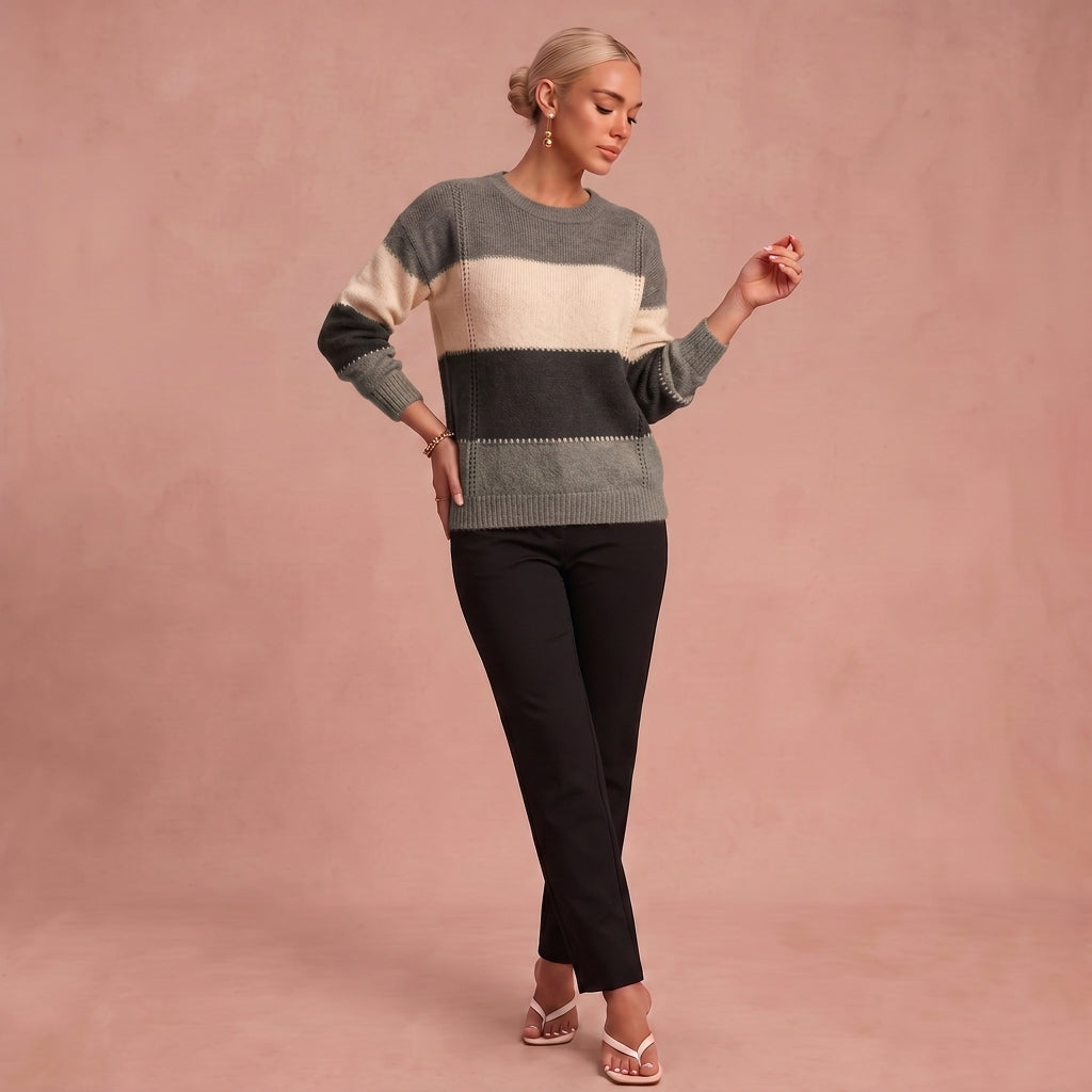Nora - Lässiger und weicher Pullover – Grau – 1