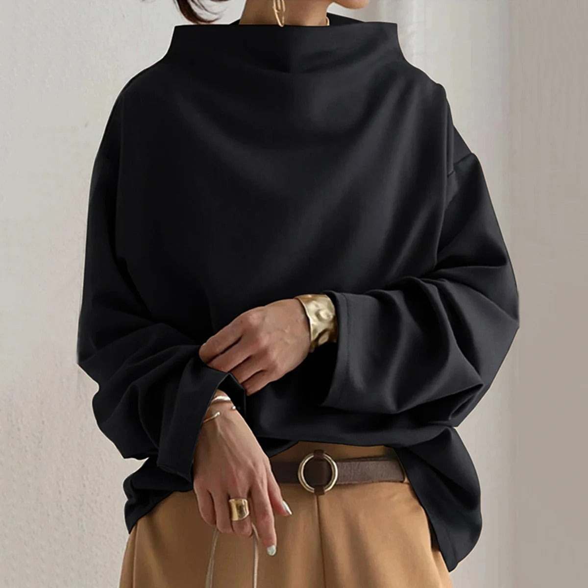 Clara - Übergroßer schwarzer Pullover