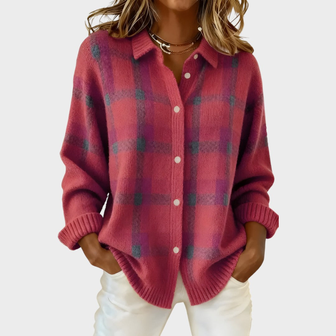 Vera | Karierter Cardigan aus Strickstoff