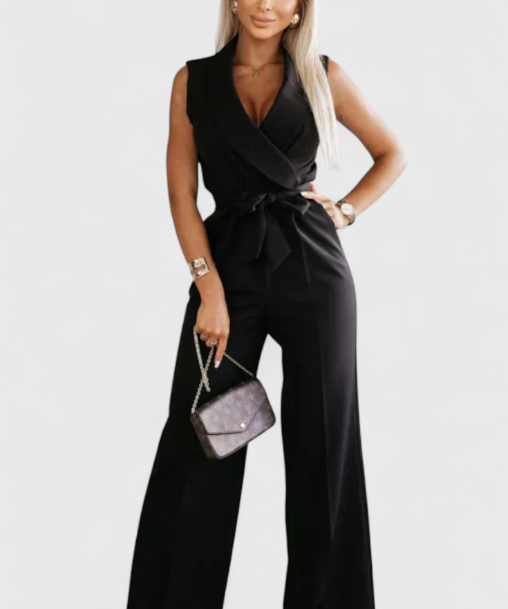 Montserrat Mono Elegante Ärmellose mit Schleife und Fließendem Fall