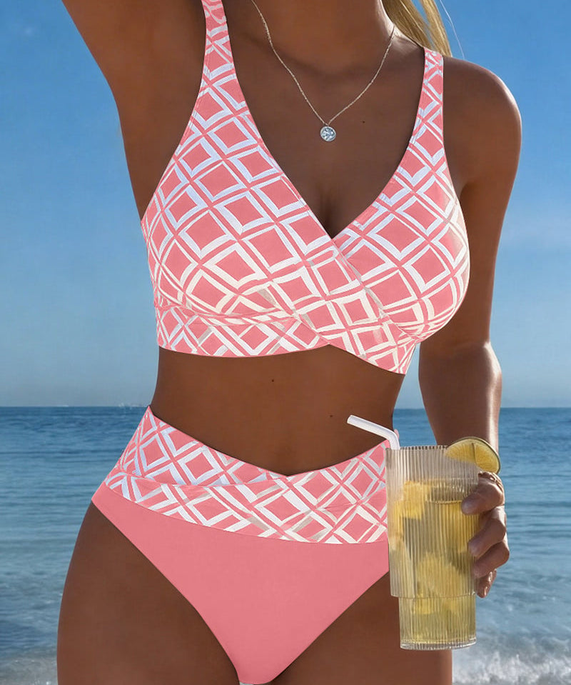 Sara - Zweiteiliger Bikini mit ausgeschnittenem und diamantmuster Top
