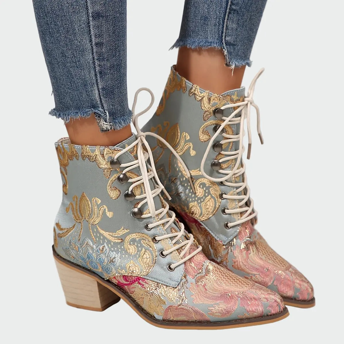 Leder Schuhe mit Blumen