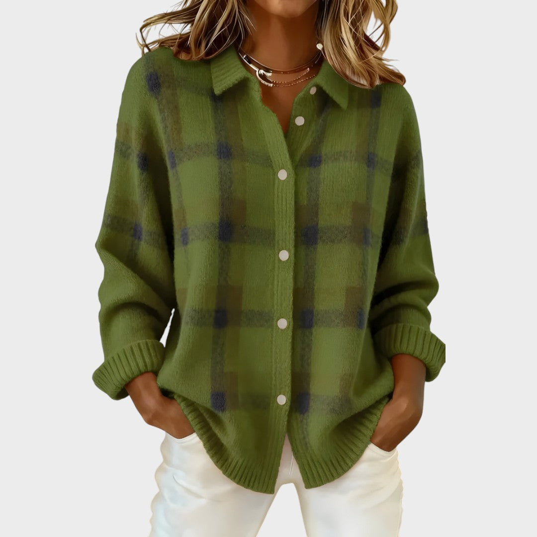 Vera | Karierter Cardigan aus Strickstoff