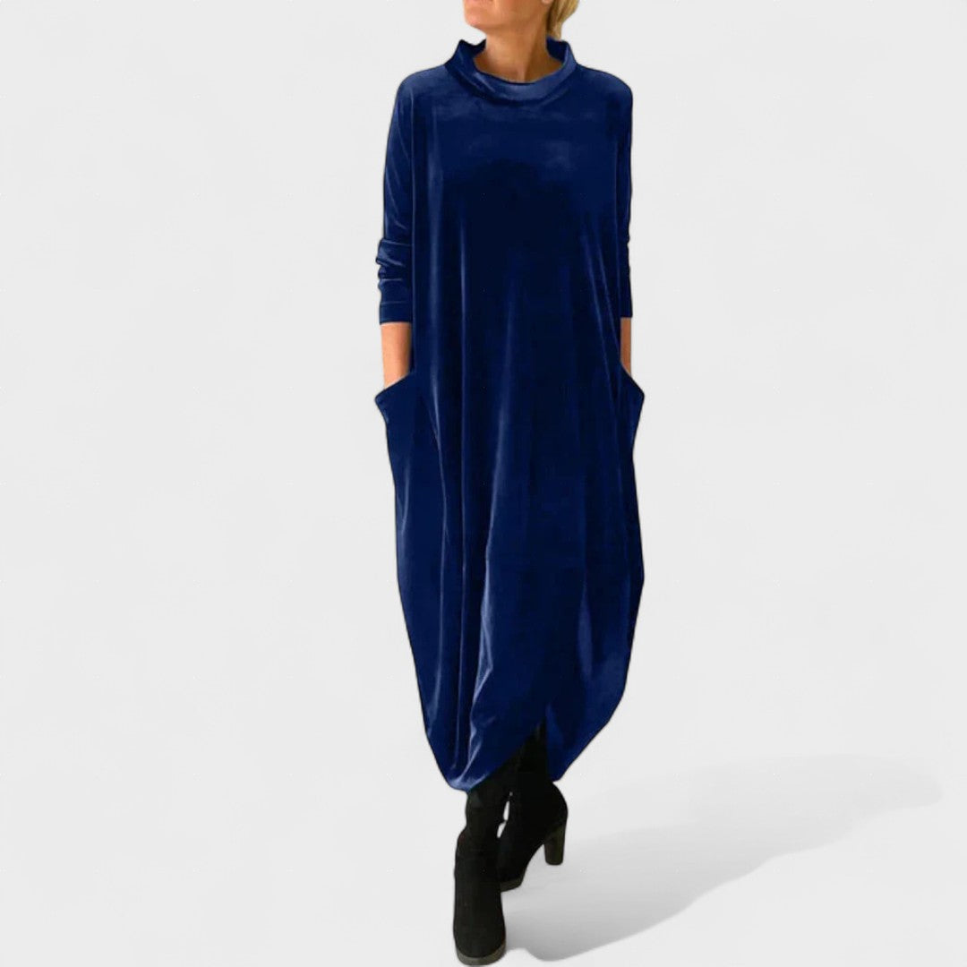 Zoe | Elegantes Samtkleid mit Taschen