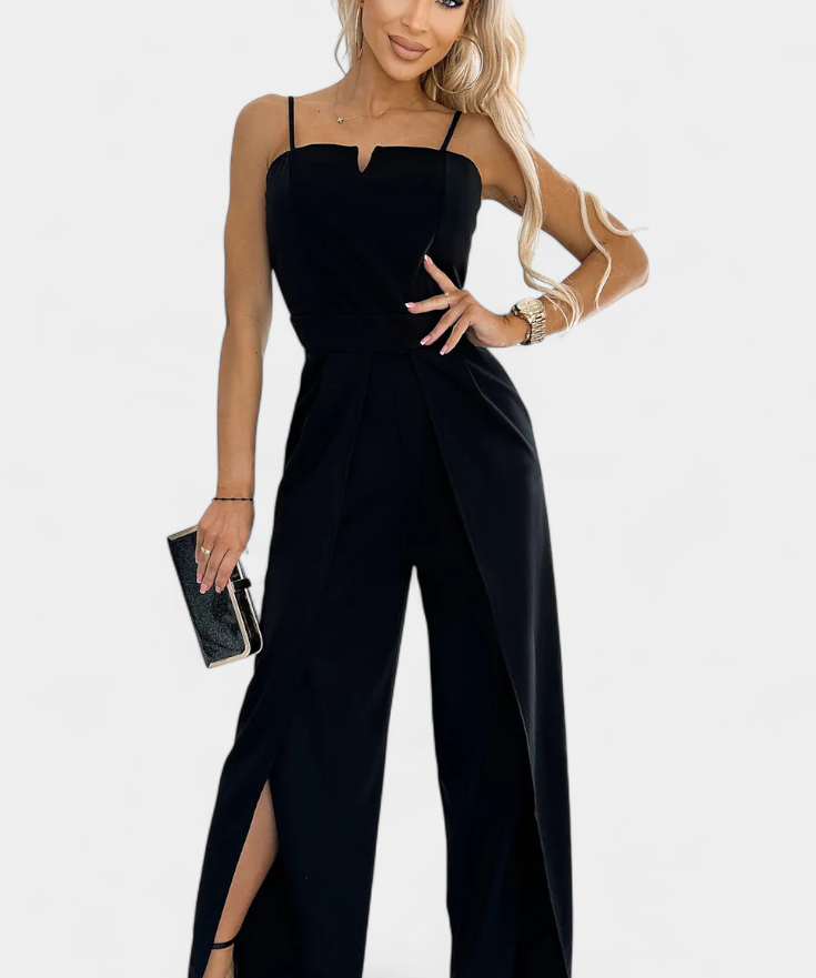 Prescillia Jumpsuit mit Spaghetti-Trägern und seitlichem Schlitz