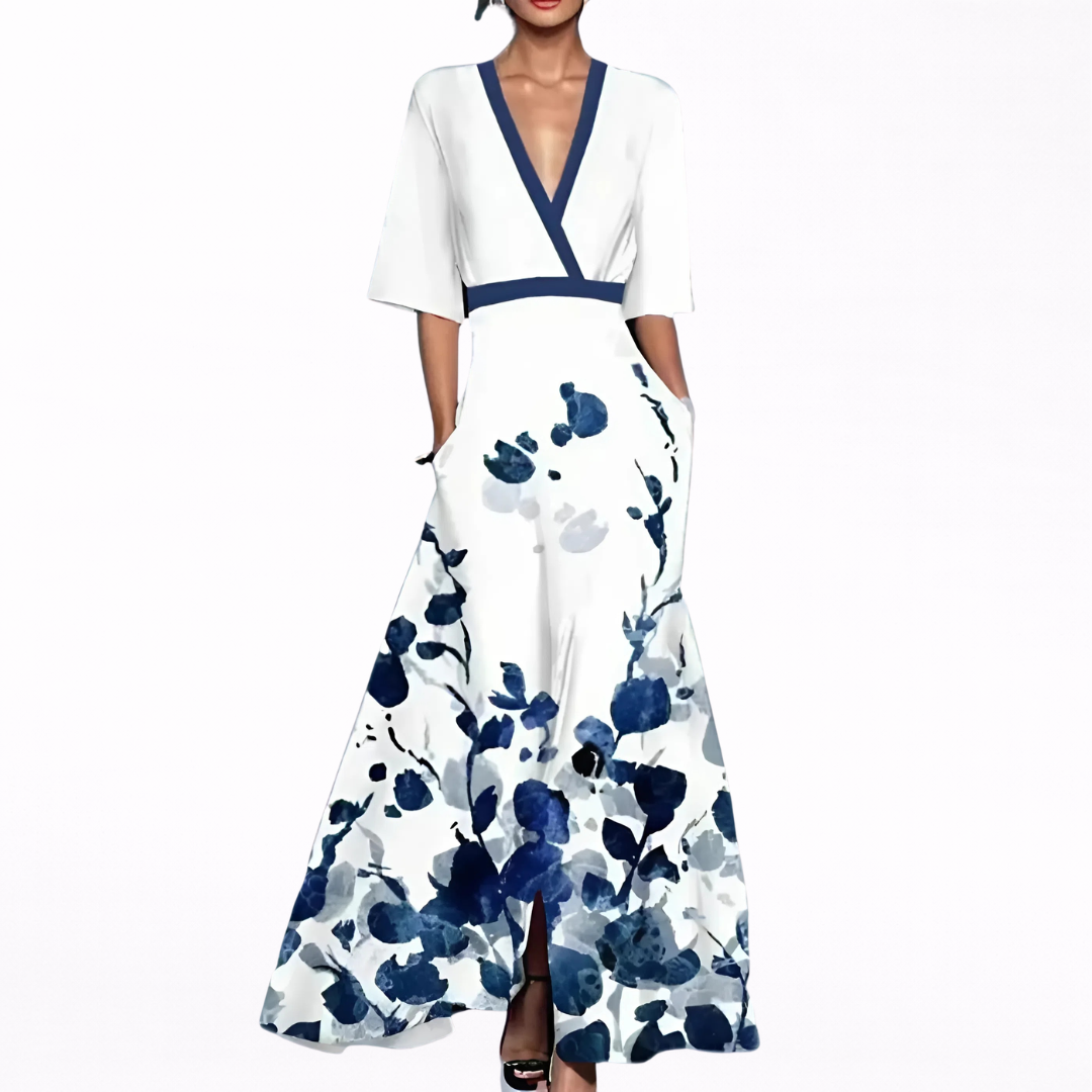 Valentina | Elegantes Maxi-Kleid mit tiefem V-Ausschnitt