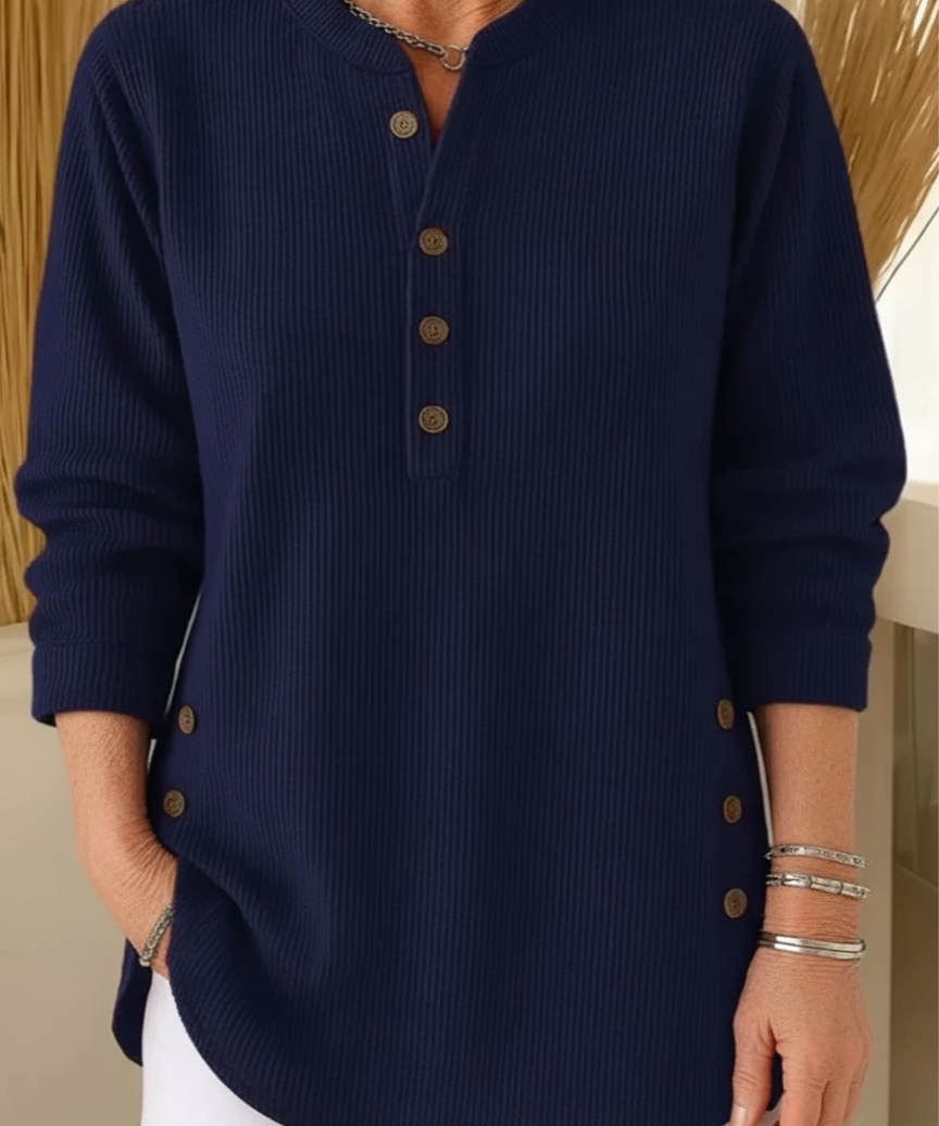 Elise Unifarbener Strickpullover mit langen Ärmeln