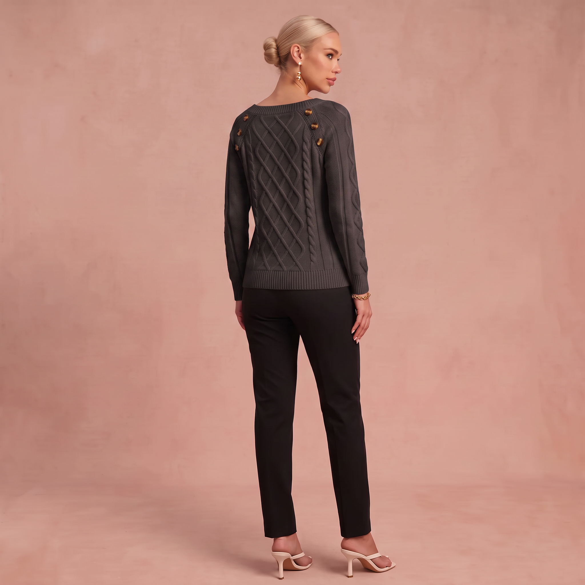 Lotta - Klassischer und Bequemer Pullover – Dunkelgrau – 3