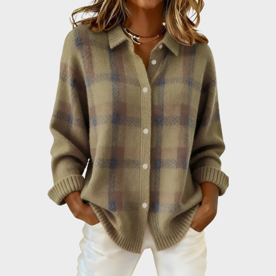 Vera | Karierter Cardigan aus Strickstoff