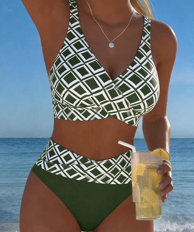 Sara - Zweiteiliger Bikini mit ausgeschnittenem und diamantmuster Top