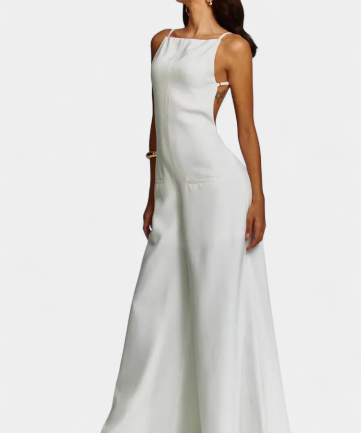 Belén Weitbeiniger Halter-Jumpsuit