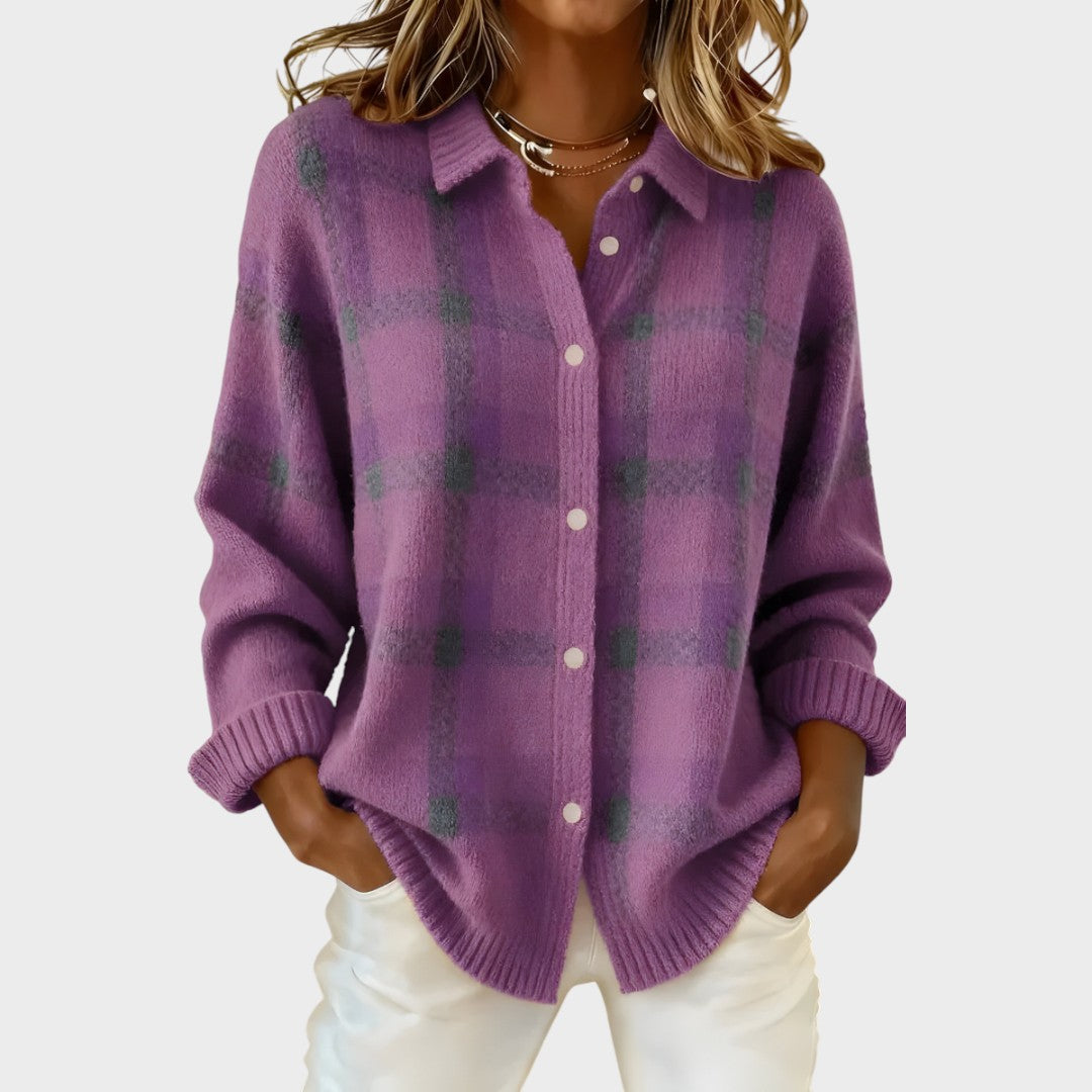 Vera | Karierter Cardigan aus Strickstoff