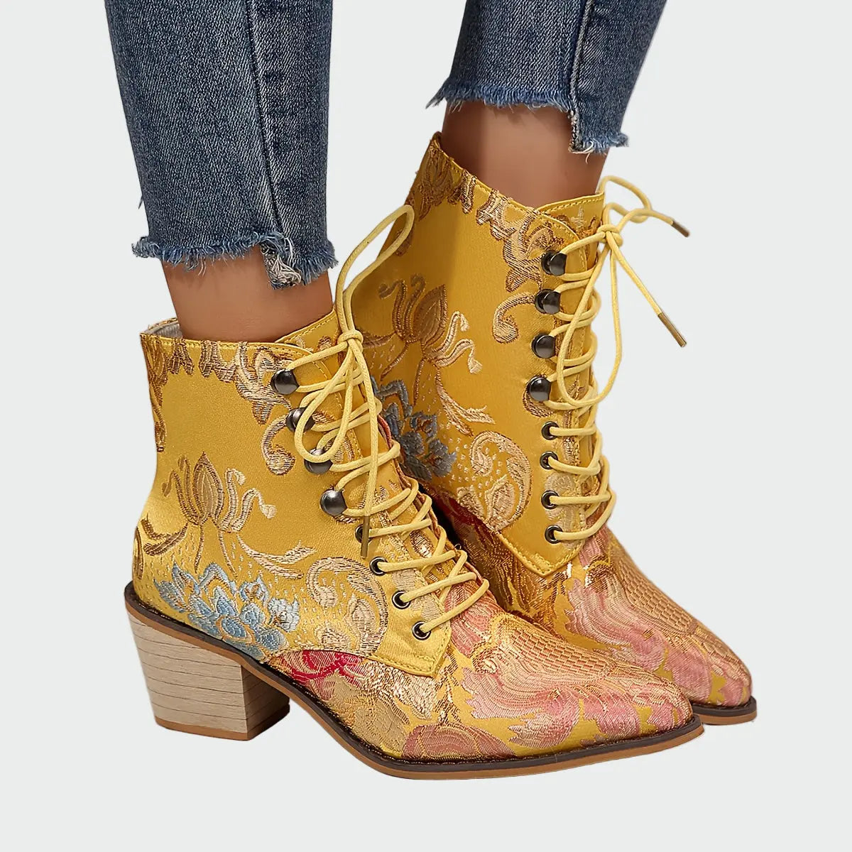Leder Schuhe mit Blumen