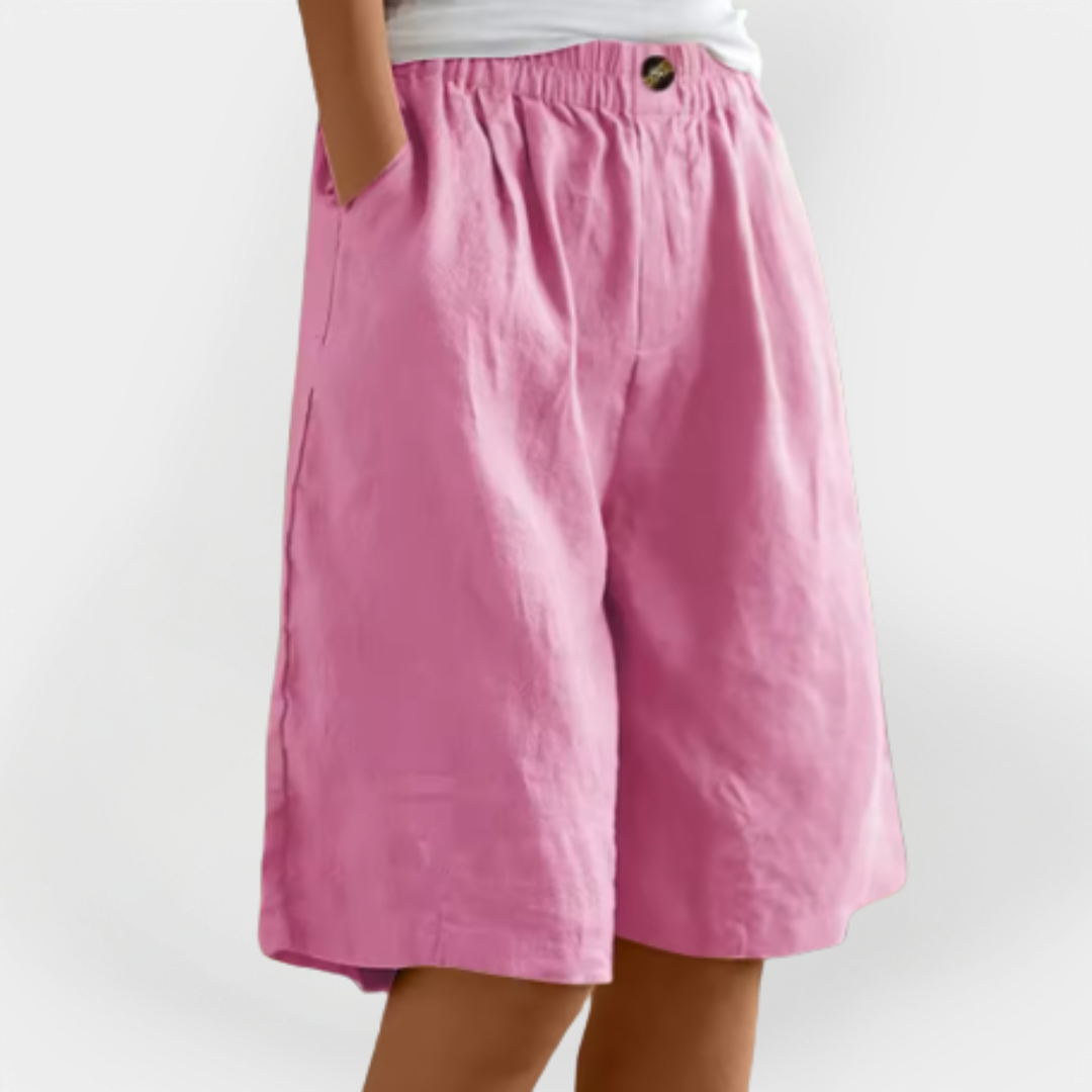 Leinen Shorts mit Taschen