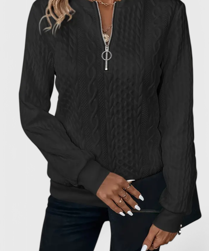 Zoey Weicher Zip-Strickpullover