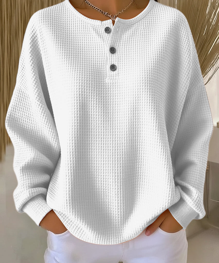 Nuria | Gemütlicher Waffelstrick Henley Pullover
