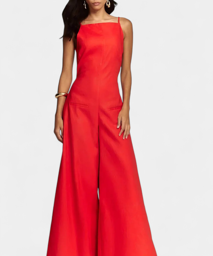 Belén Weitbeiniger Halter-Jumpsuit