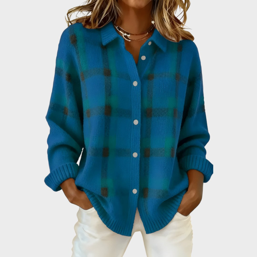Vera | Karierter Cardigan aus Strickstoff