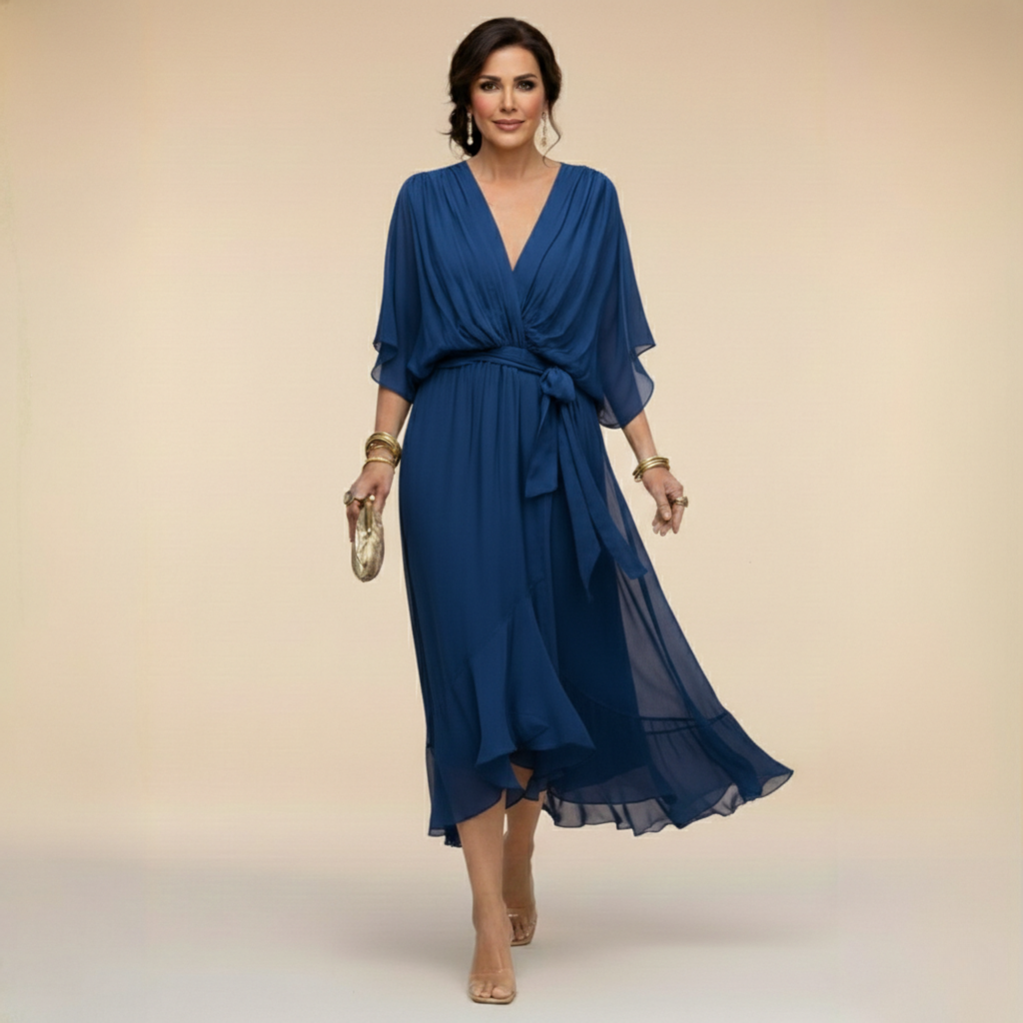 Monica | Chiffonkleid mit V-Ausschnitt