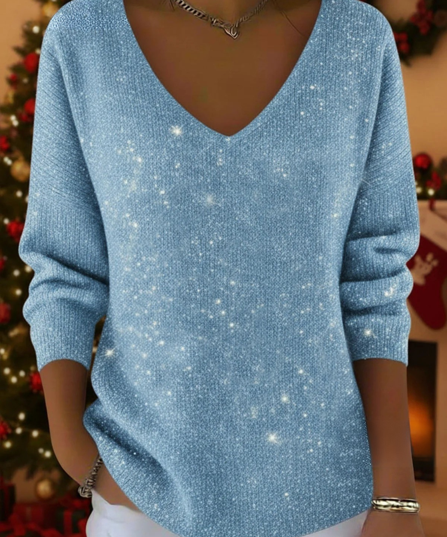 María — Der festliche V-Ausschnitt-Pullover zum Strahlen