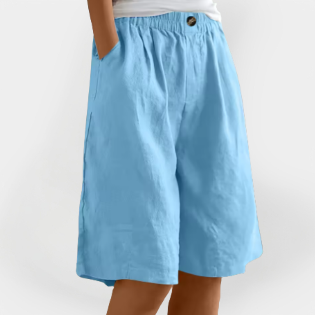 Leinen Shorts mit Taschen