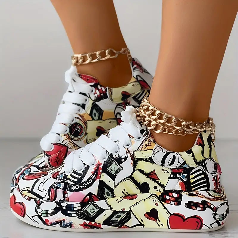 Veronika - Graffiti Design Sneakers mit Dämpfung