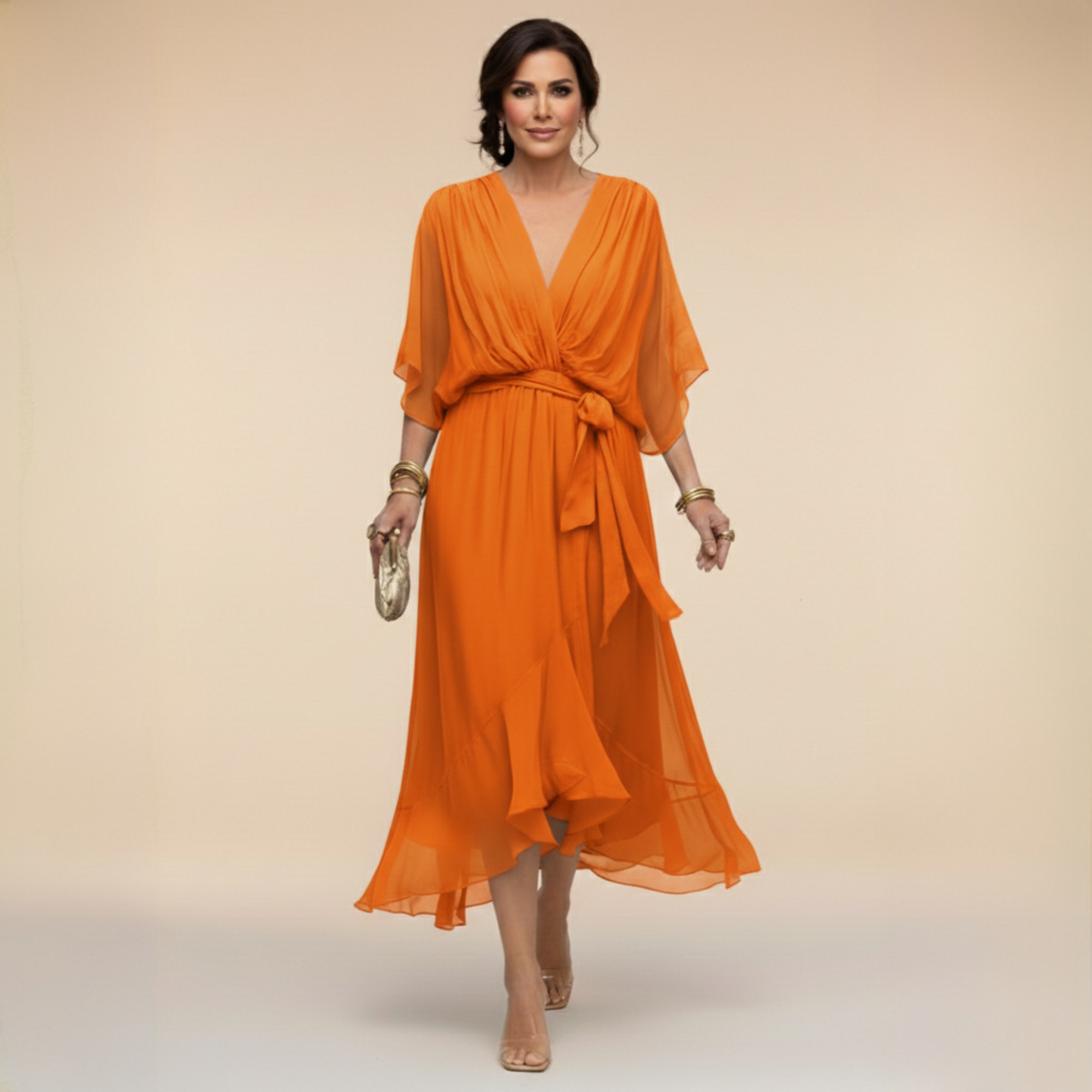 Monica | Chiffonkleid mit V-Ausschnitt