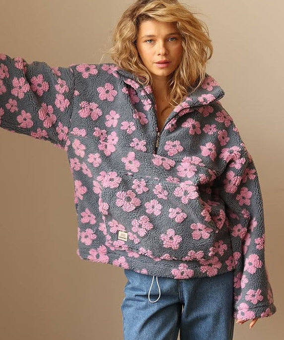 Lucia - Warmer Jersey mit Blumen