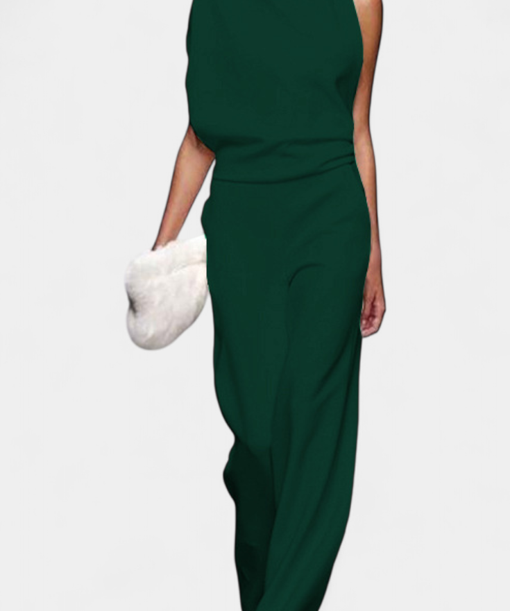 Etta Asymmetrischer Fluid-Bein Jumpsuit