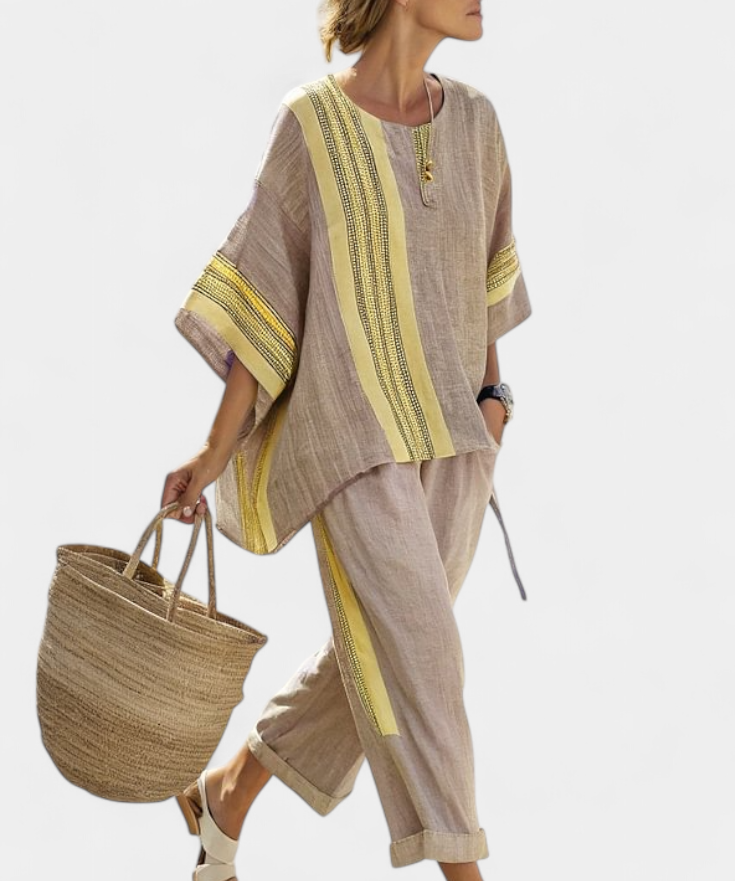 Lorena - Boho Leinen- und Bambus-Set