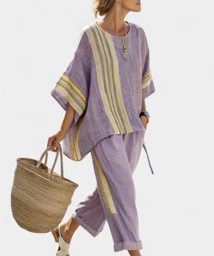 Lorena - Boho Leinen- und Bambus-Set