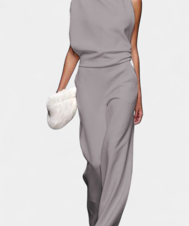 Etta Asymmetrischer Fluid-Bein Jumpsuit