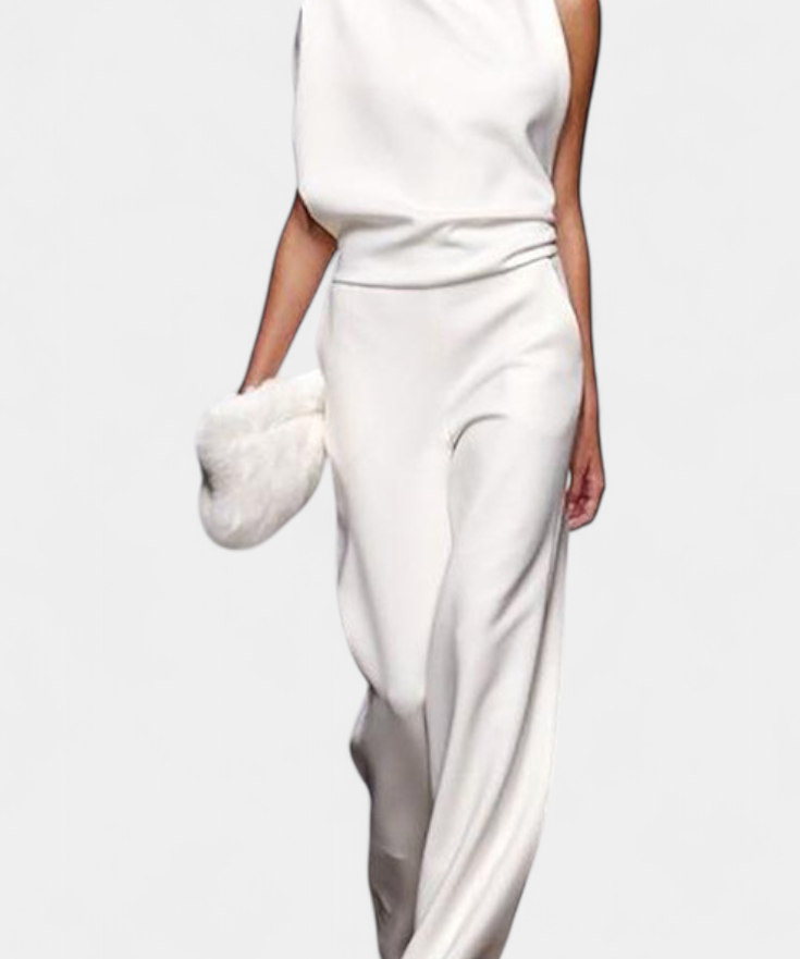 Etta Asymmetrischer Fluid-Bein Jumpsuit