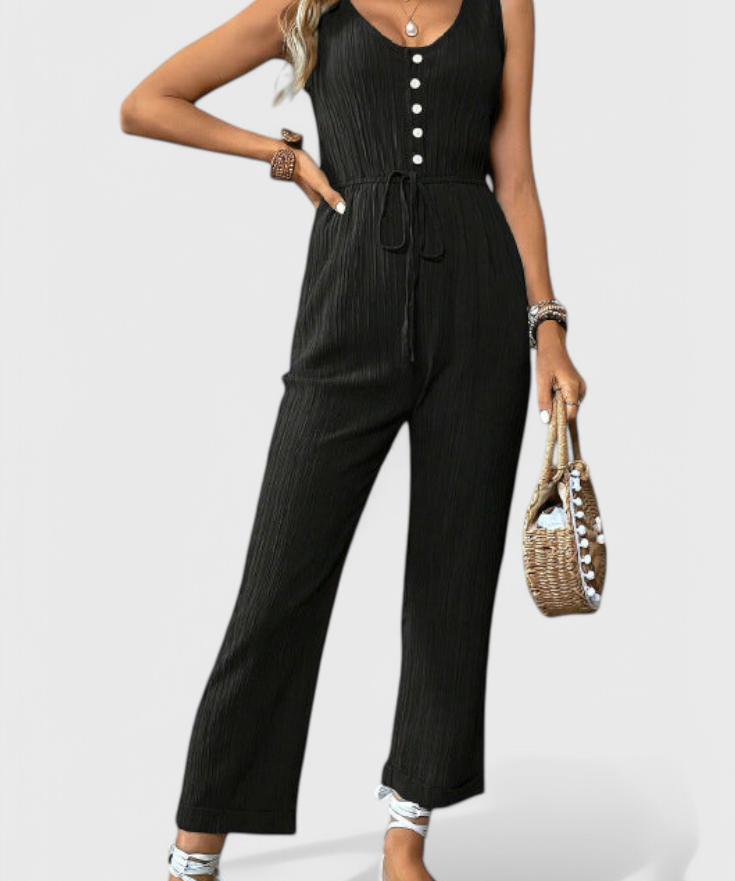 Marisela Texturiertes Jumpsuit mit V-Ausschnitt
