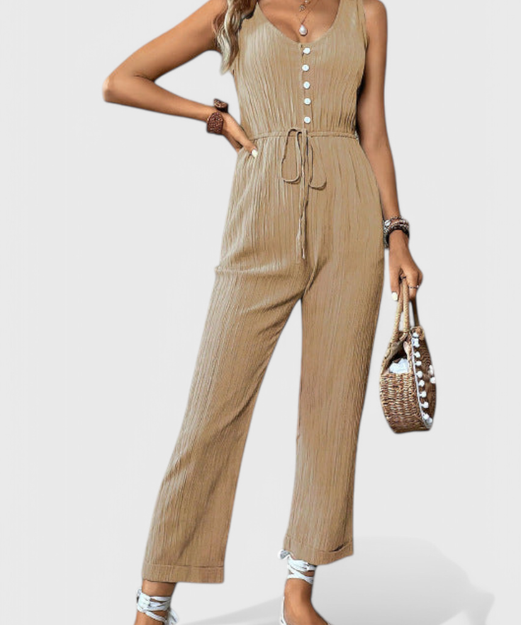 Marisela Texturiertes Jumpsuit mit V-Ausschnitt