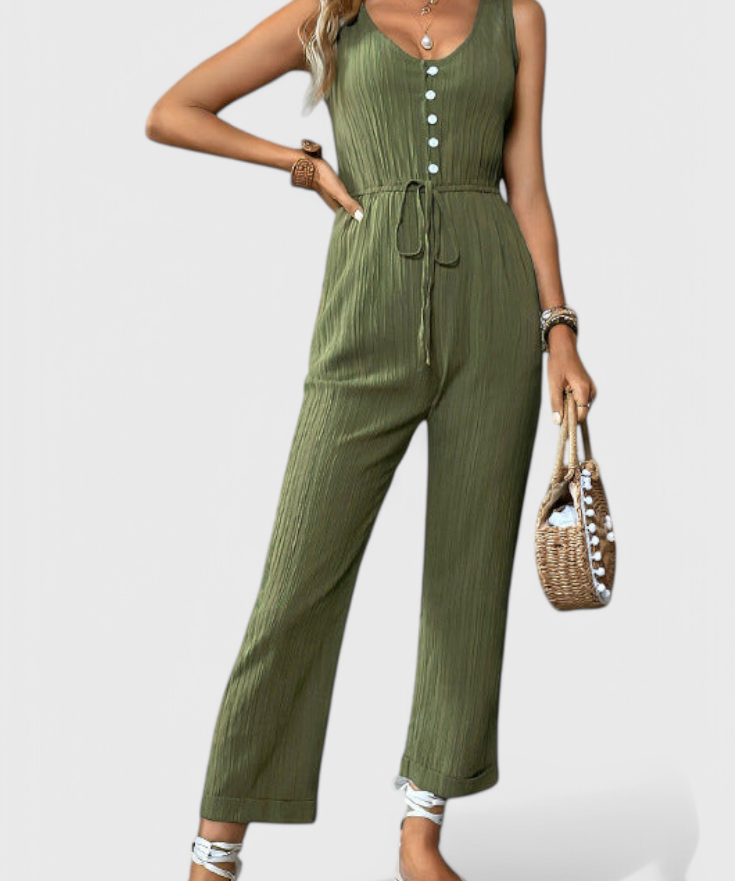Marisela Texturiertes Jumpsuit mit V-Ausschnitt