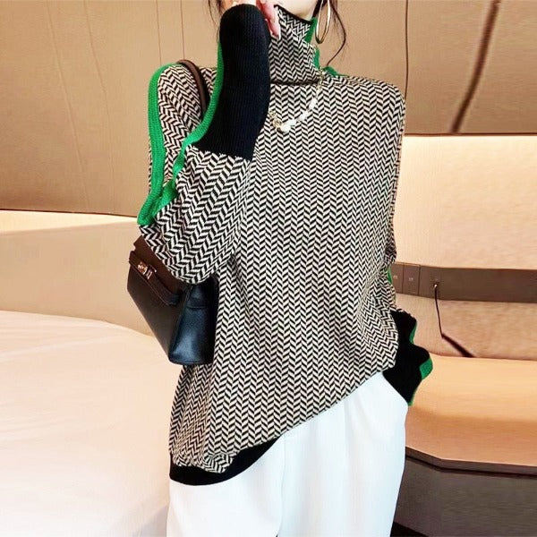 Beatriz | Hochkragenpullover mit auffälligen Kontraststreifen
