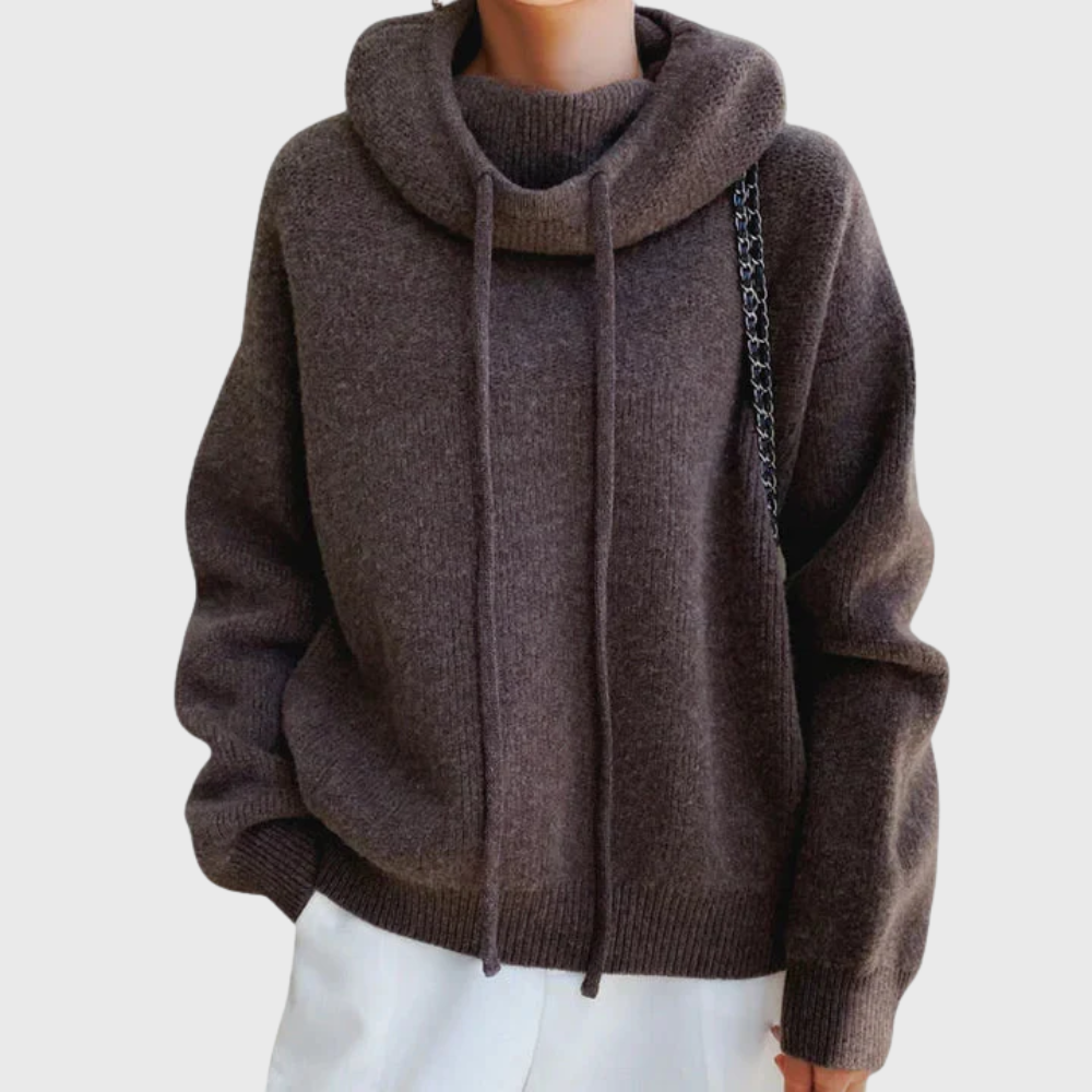 Brenda | Hoher Kragen Pullover mit Kordelzug