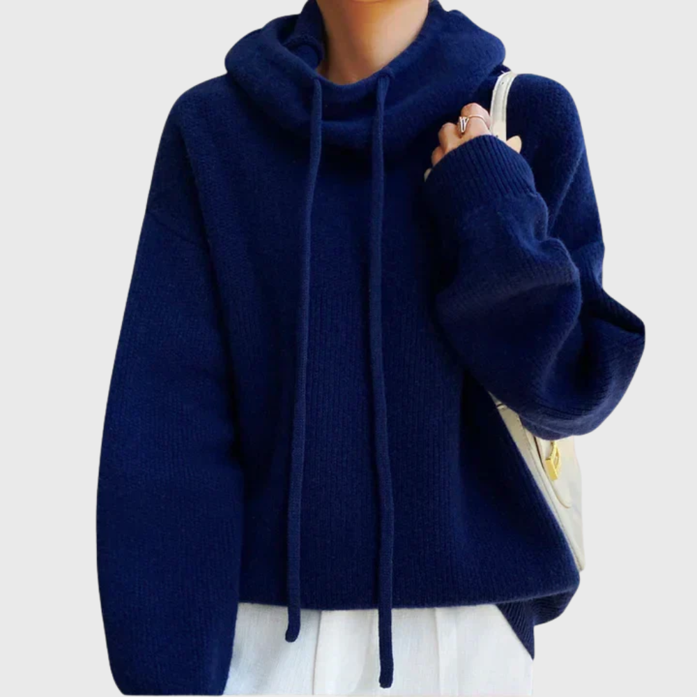 Brenda | Hoher Kragen Pullover mit Kordelzug