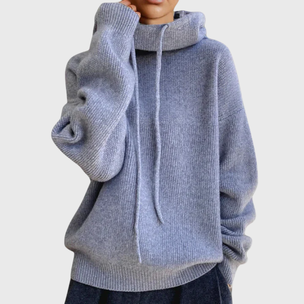 Brenda | Hoher Kragen Pullover mit Kordelzug