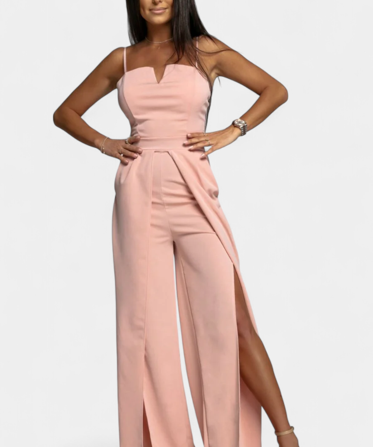 Prescillia Jumpsuit mit Spaghetti-Trägern und seitlichem Schlitz