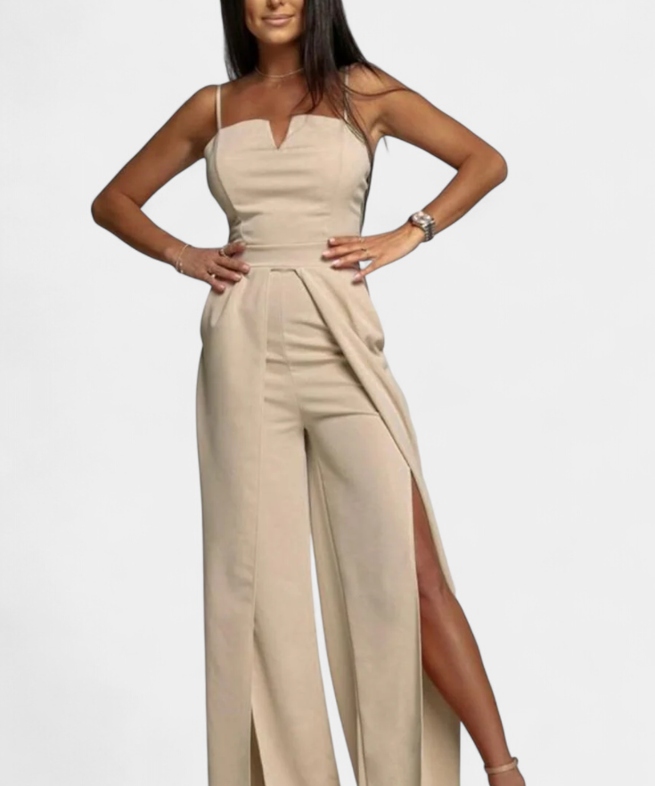 Prescillia Jumpsuit mit Spaghetti-Trägern und seitlichem Schlitz
