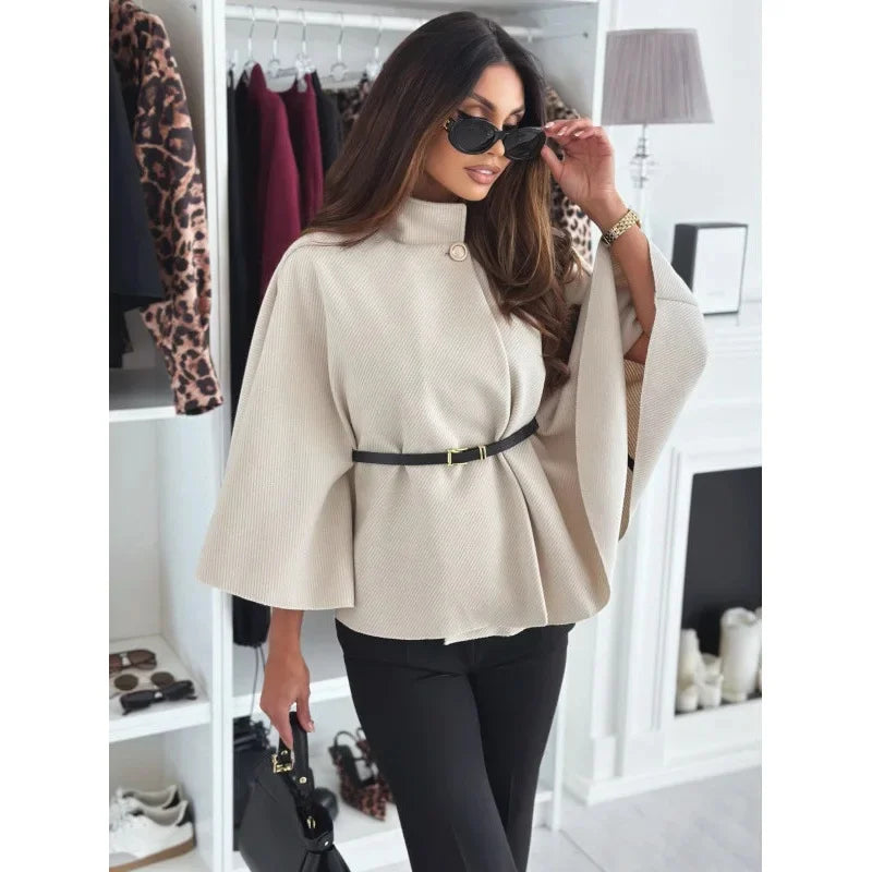 Amalia | Regular geschnittener Cashmere-Mantel mit verstellbarem Taillengürtel